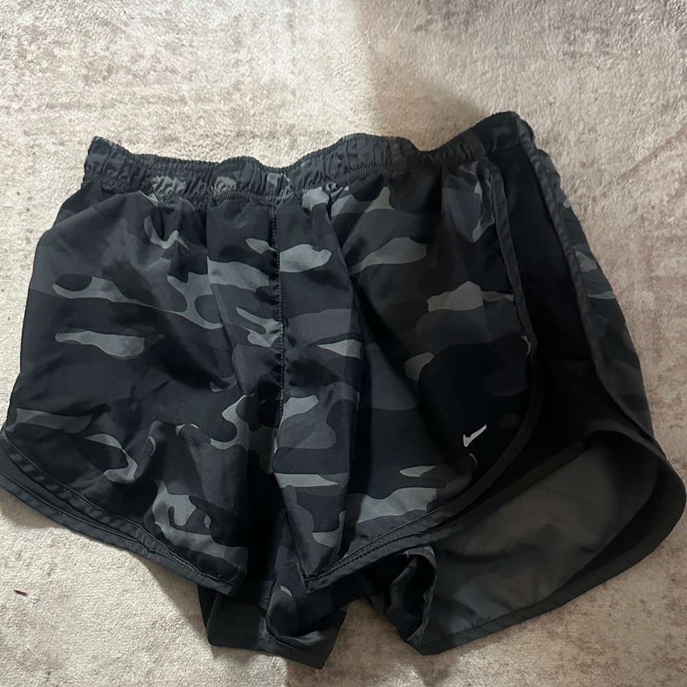 Nike Black and Gray Camo Athletic Shorts